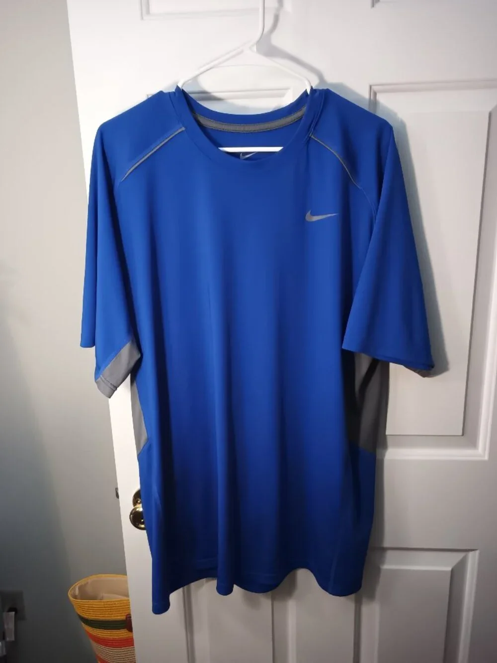 Nike Men's Short Sleeve Dri Fit Tee in Royal Blue with Gray Accents